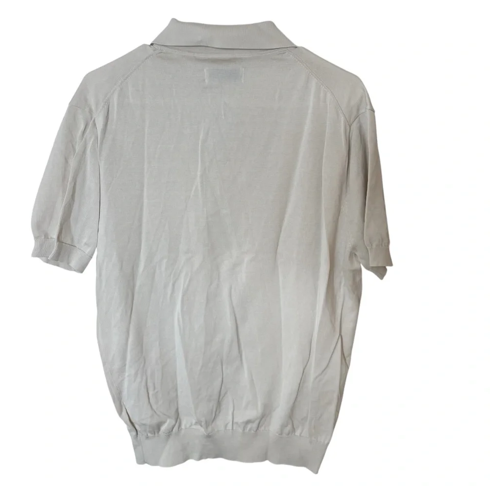 NWOT Collars & Co Sand Beige Maranello Cotton‎ Silk Buttonless Polo Sweater XL